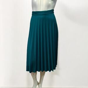 Vintage NWT Random Sportswear Green Pleated Midi Skirt - Size 18 Deadstock 1980s